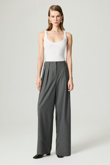 High-Waist Pleated Wide-Leg Pants