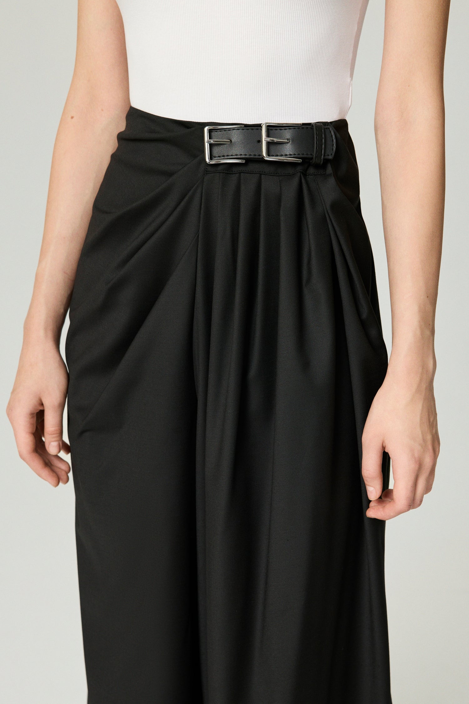Double-Buckle High-Waist Pants