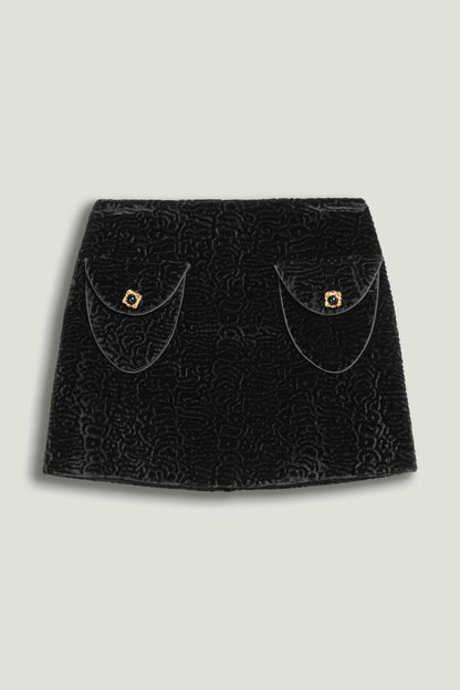 Textured Velvet Mini Skirt