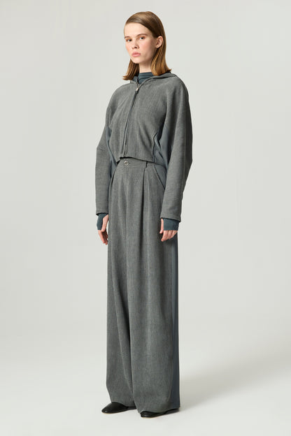 Ribbed Zip-Up Hoodie Jacket