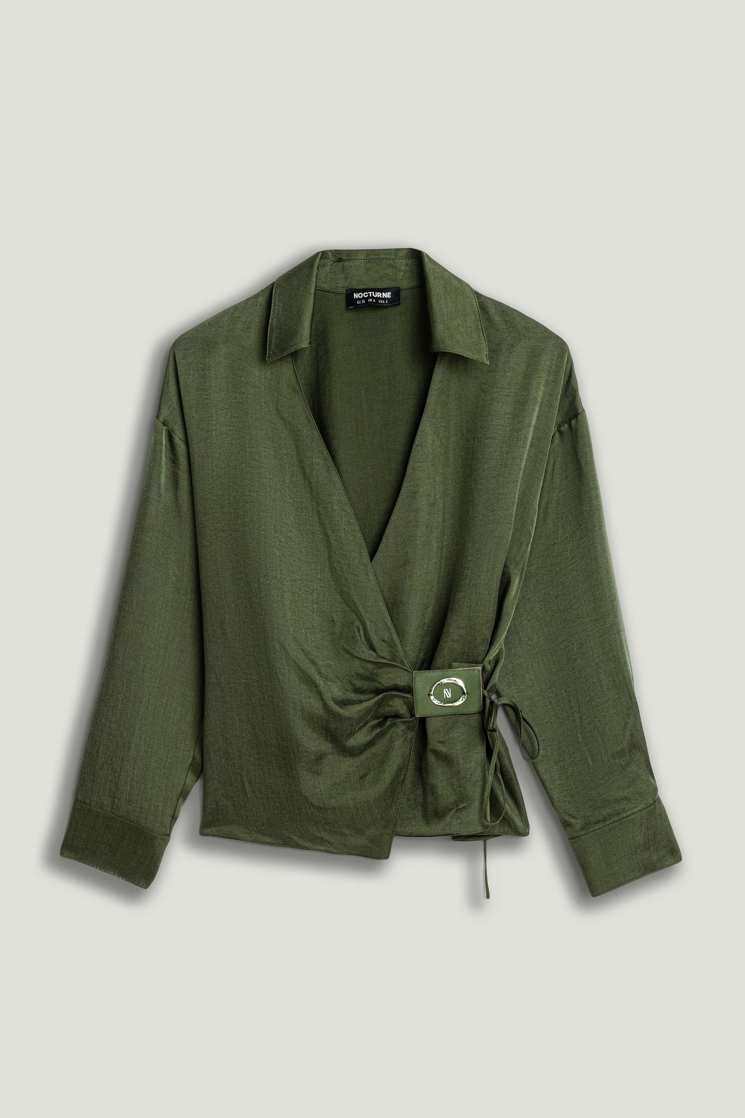 Logo Buckle Wrap Blouse