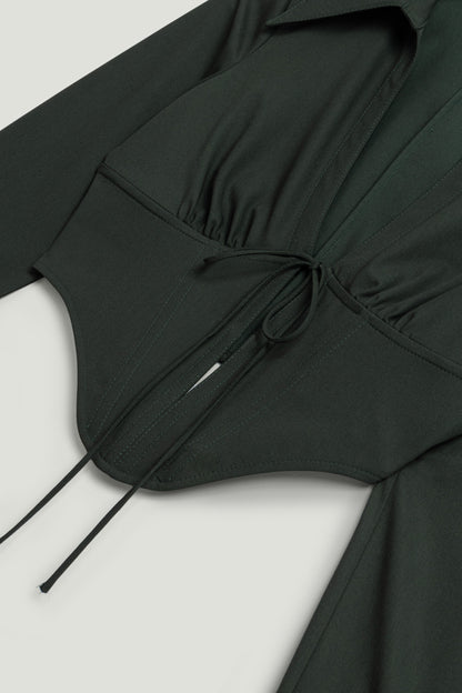 Sculpted Deep-V Corset Blouse