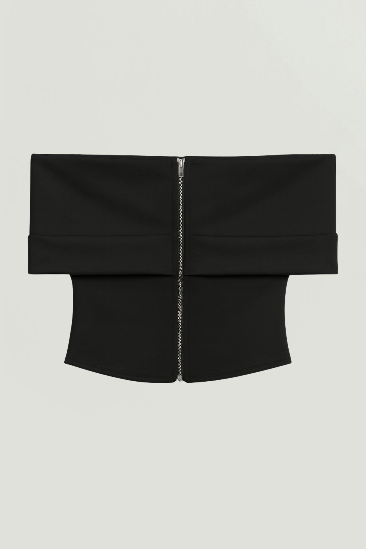 Foldover Zip-Front Bandeau Top