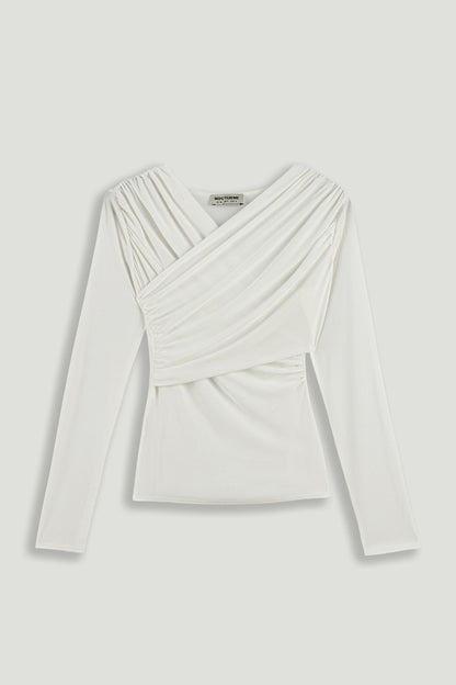Draped Detail Long Sleeve Top
