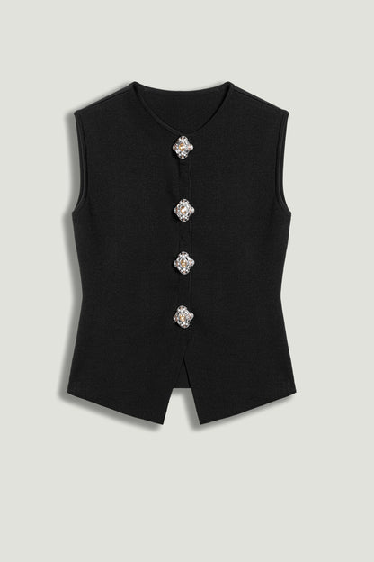 Embellished Sleeveless Knit Top