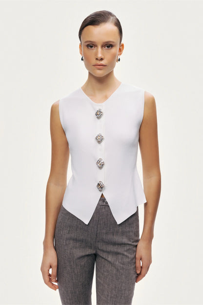 Embellished Sleeveless Knit Top