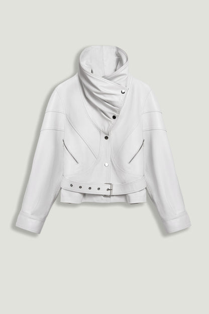 High-Neck Belted Jacket