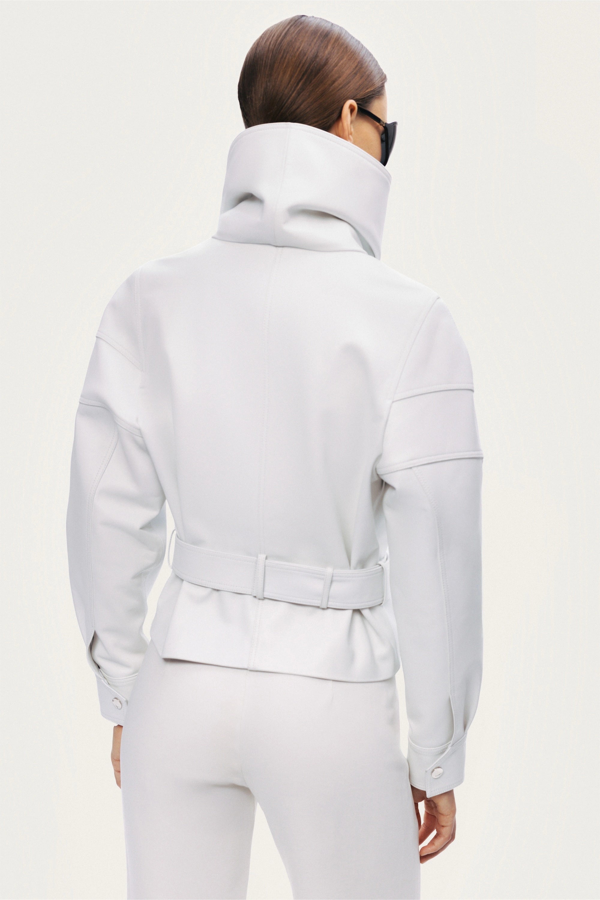 High-Neck Belted Jacket