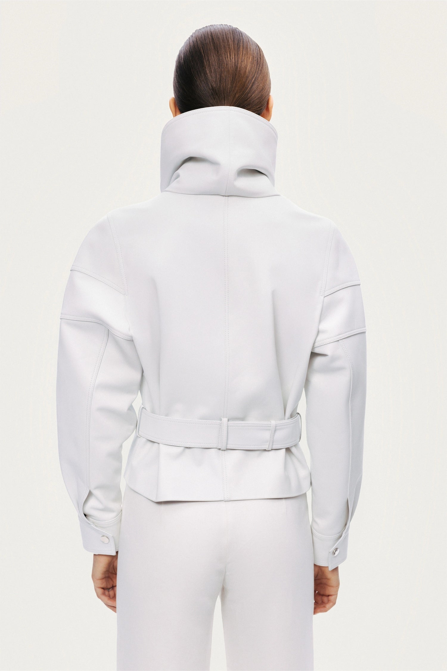 High-Neck Belted Jacket