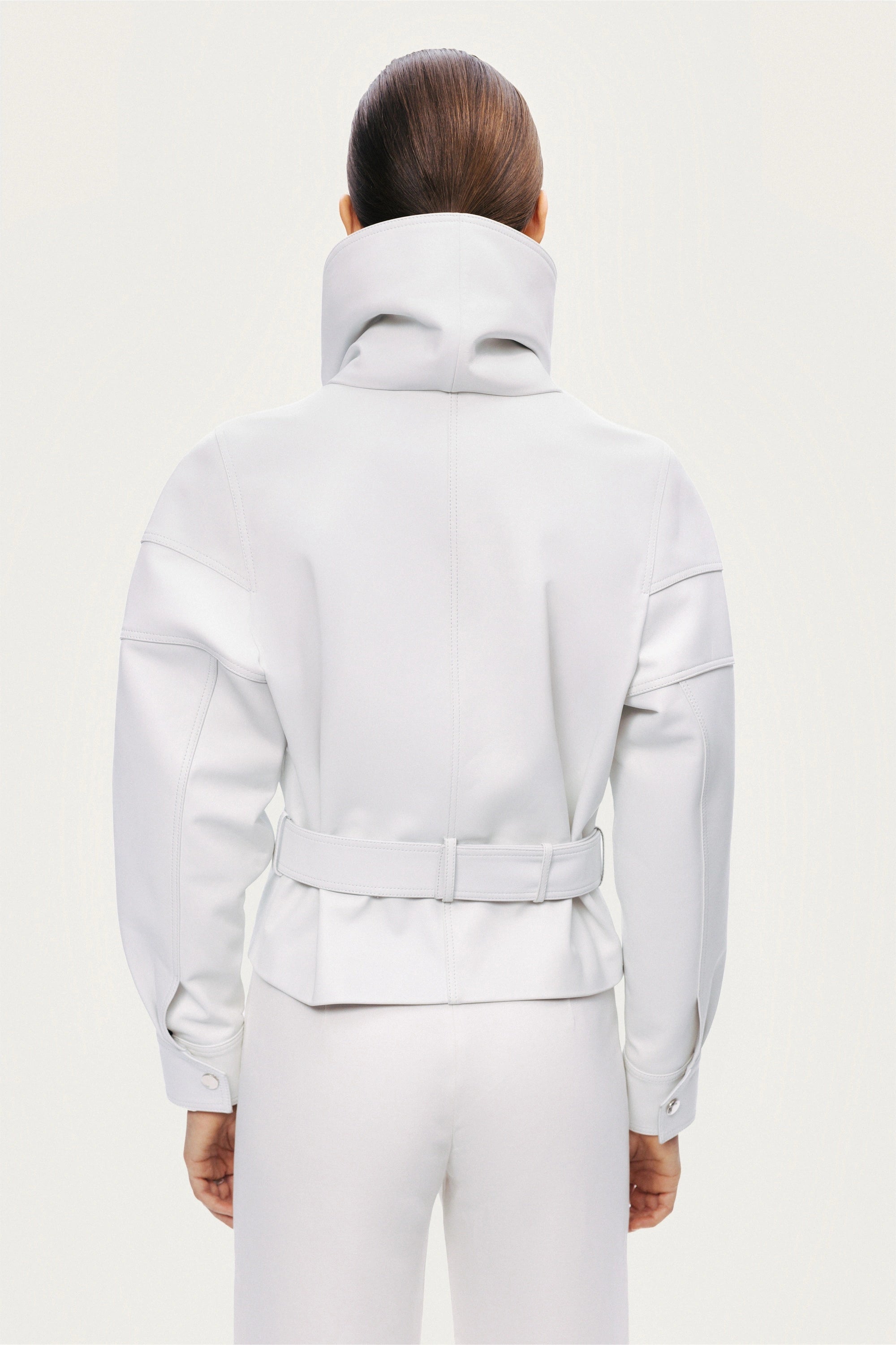 High-Neck Belted Jacket