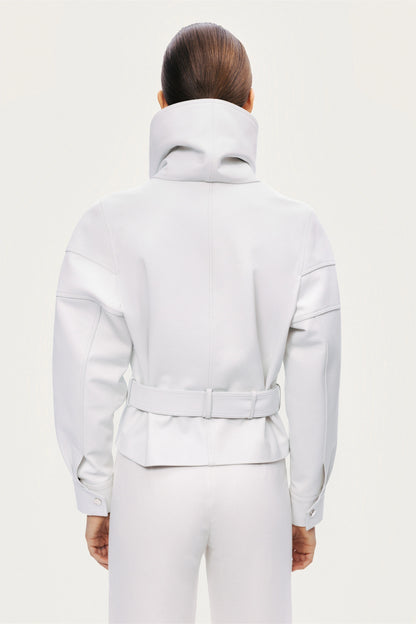 High-Neck Belted Jacket