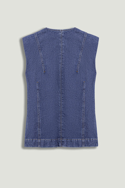 Button-Front Denim Vest