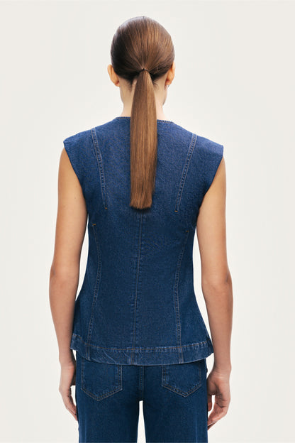 Button-Front Denim Vest