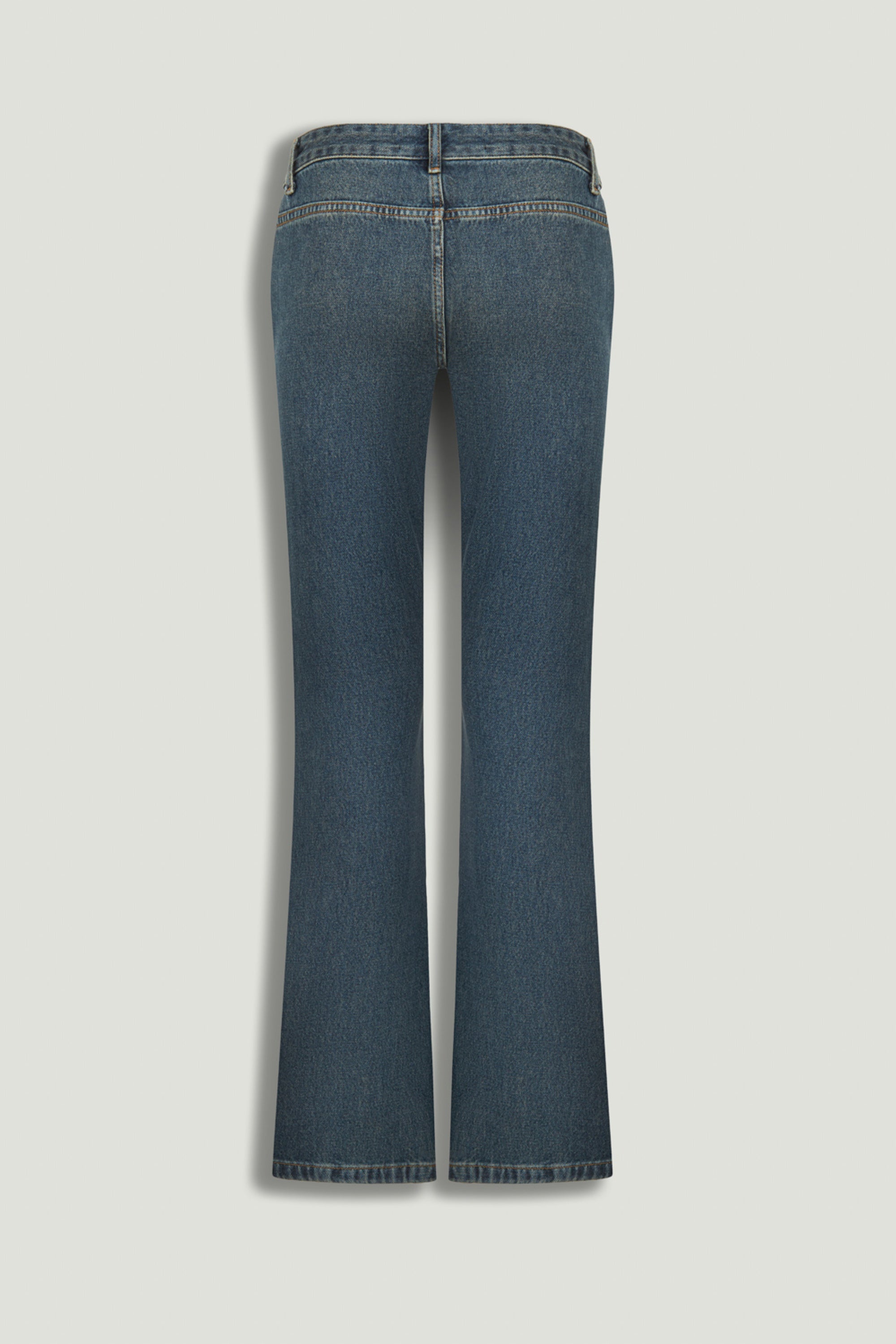 Belted Denim Flare Trousers