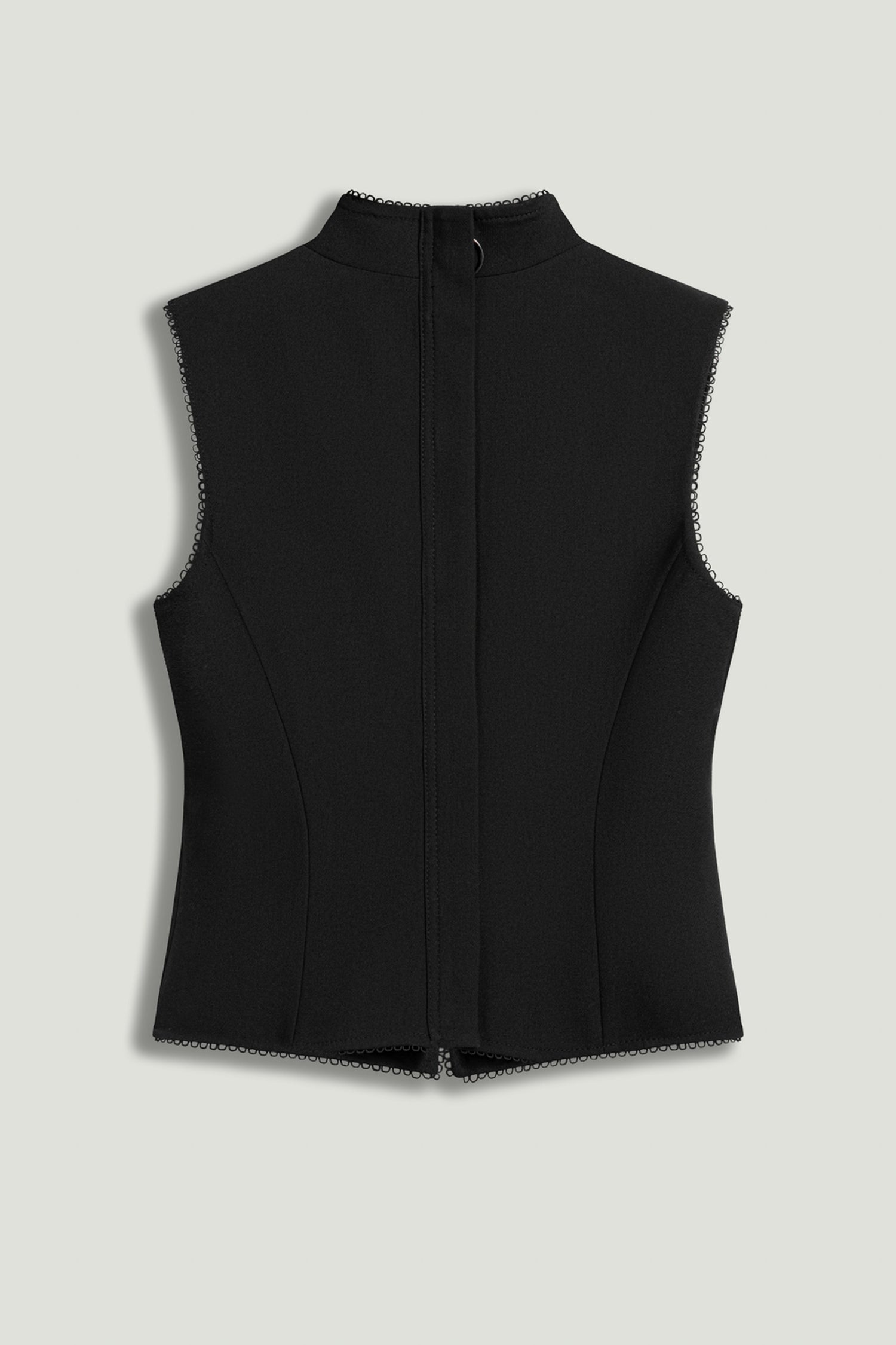 Black Braid-Trim Bustier Top with Built-In Bra