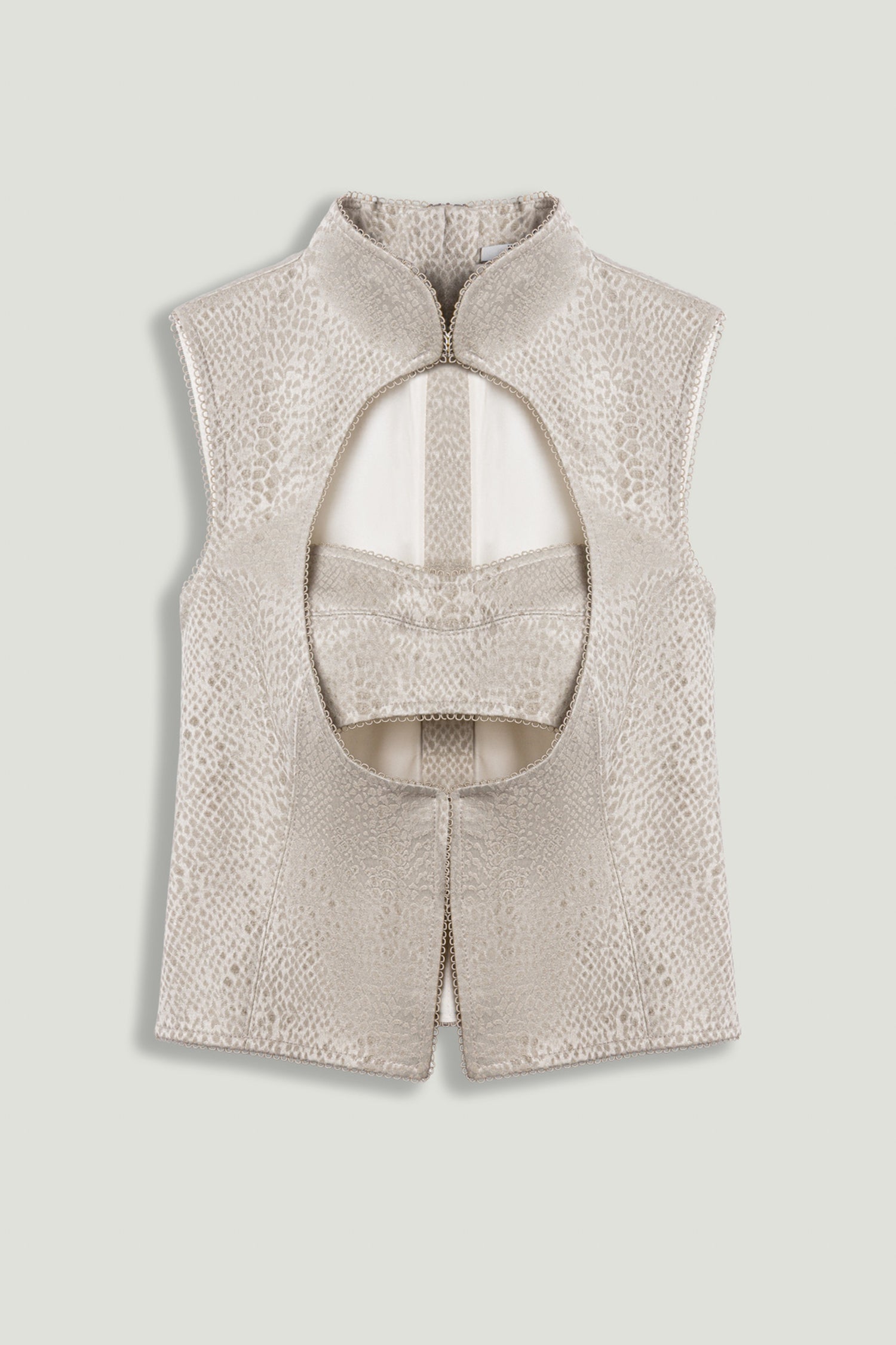 Braid-Trim Bustier Top with Built-In Bra