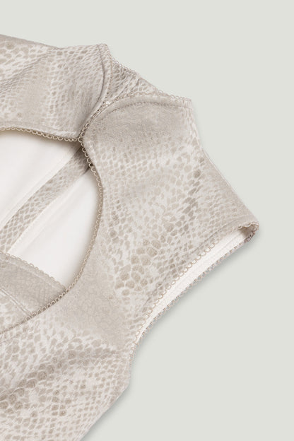 Braid-Trim Bustier Top with Built-In Bra