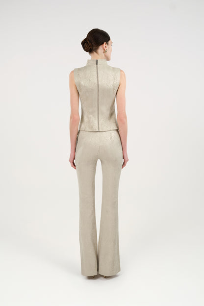 Snake Print Jacquard Flare Trousers
