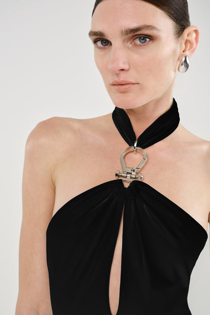 Cut-Out Detail Embellished Maxi Dress
