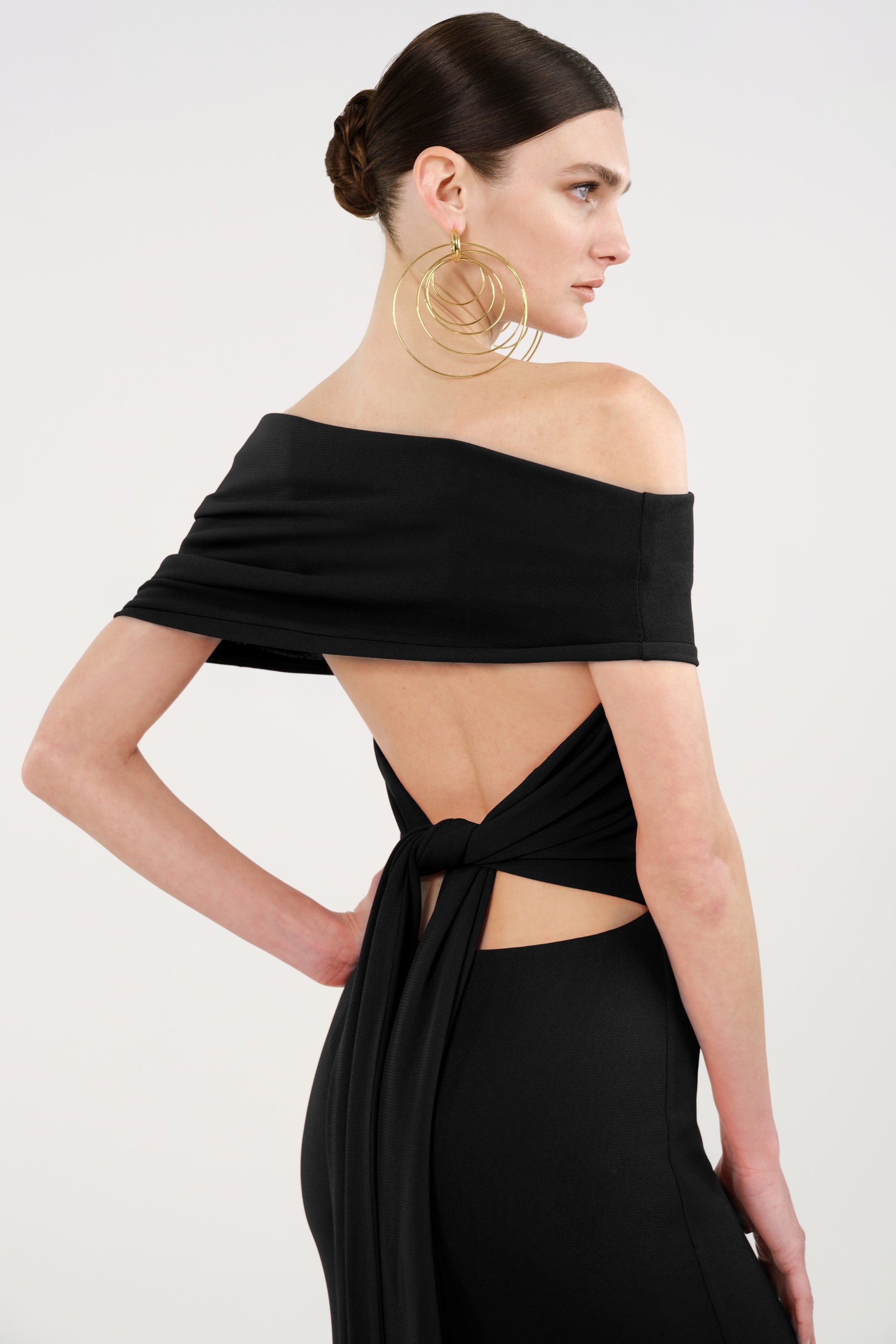 Asymmetric Off-Shoulder Draped Maxi Dress