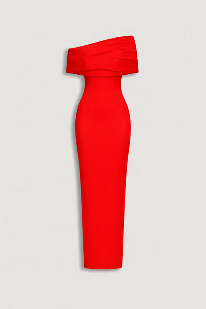 Asymmetric Strapless Maxi Dress