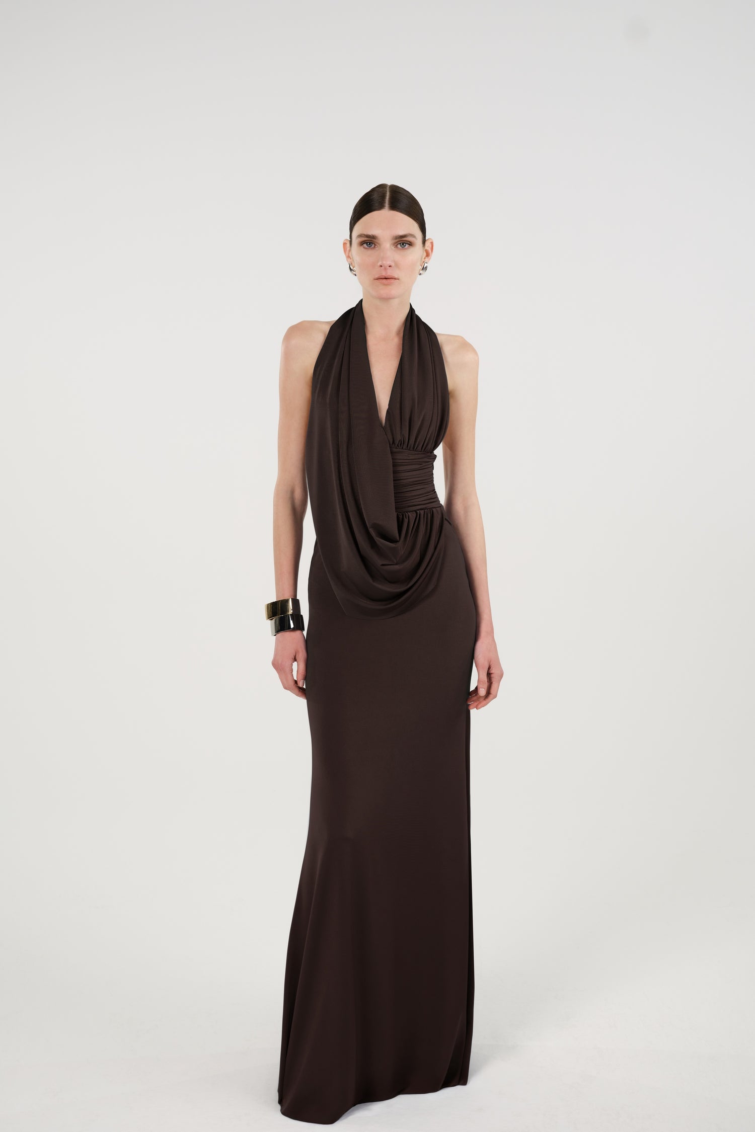 Draped Halter Neck Maxi Dress