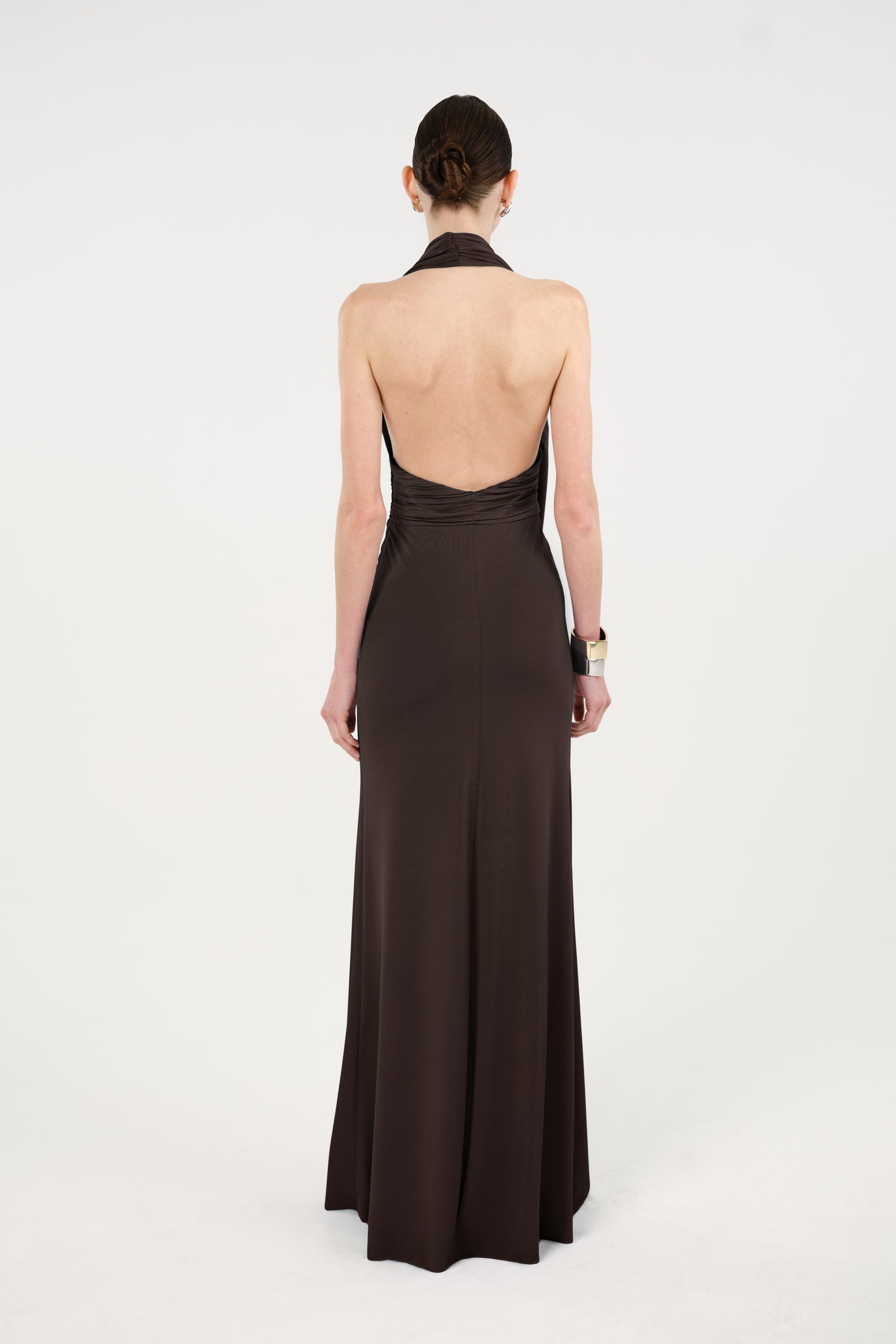 Draped Halter Neck Maxi Dress