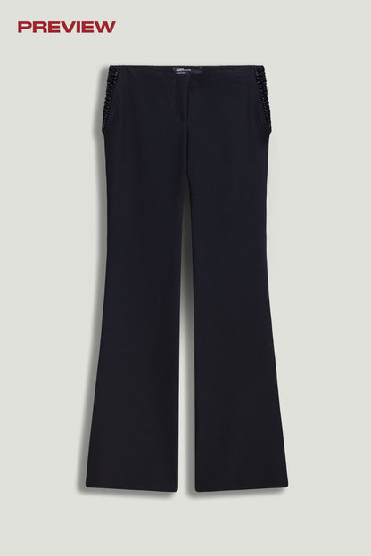 Side-Tie Low-Rise Slim Fit Trousers
