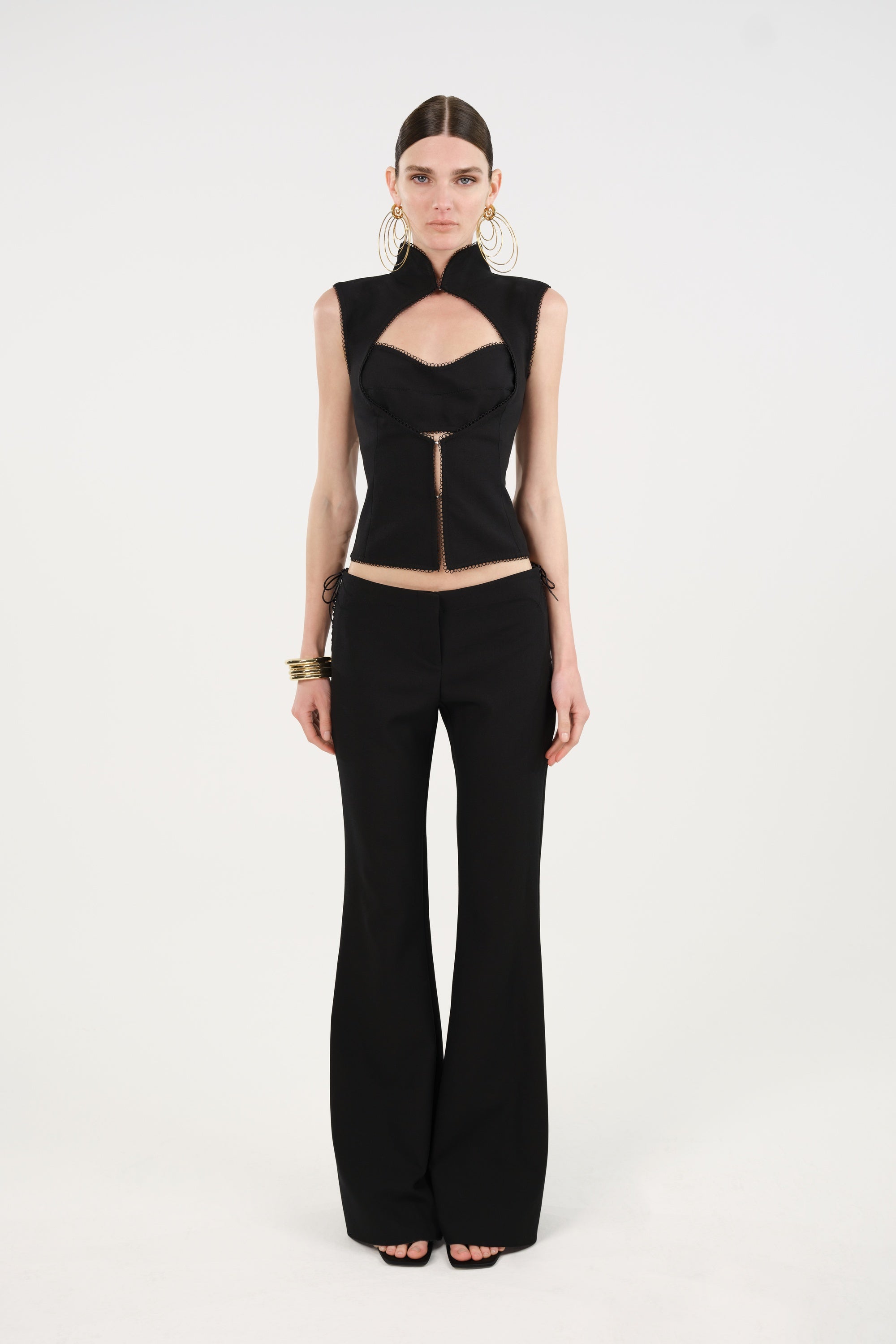 Side-Tie Low-Rise Slim Fit Trousers
