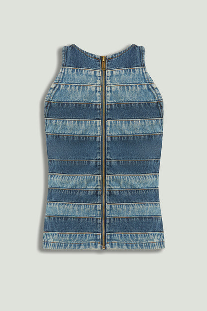 Halter Neck Denim Blouse