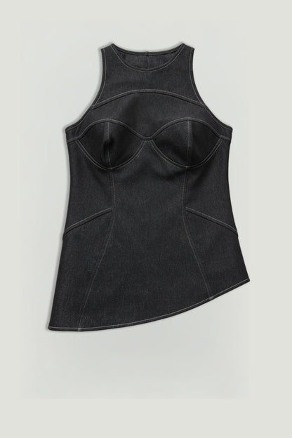 Halter Neck Denim Bustier Top