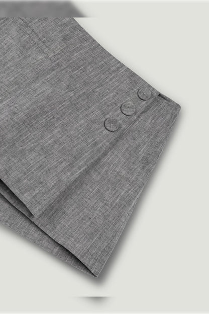 Button Detail Linen Blend Skort