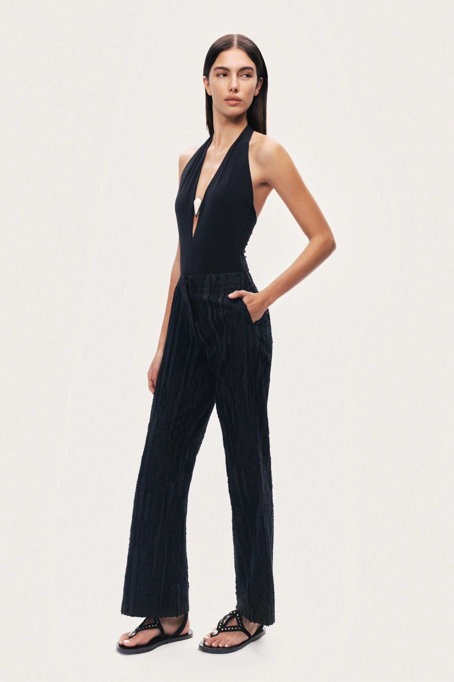 Halter Deep V Blouse