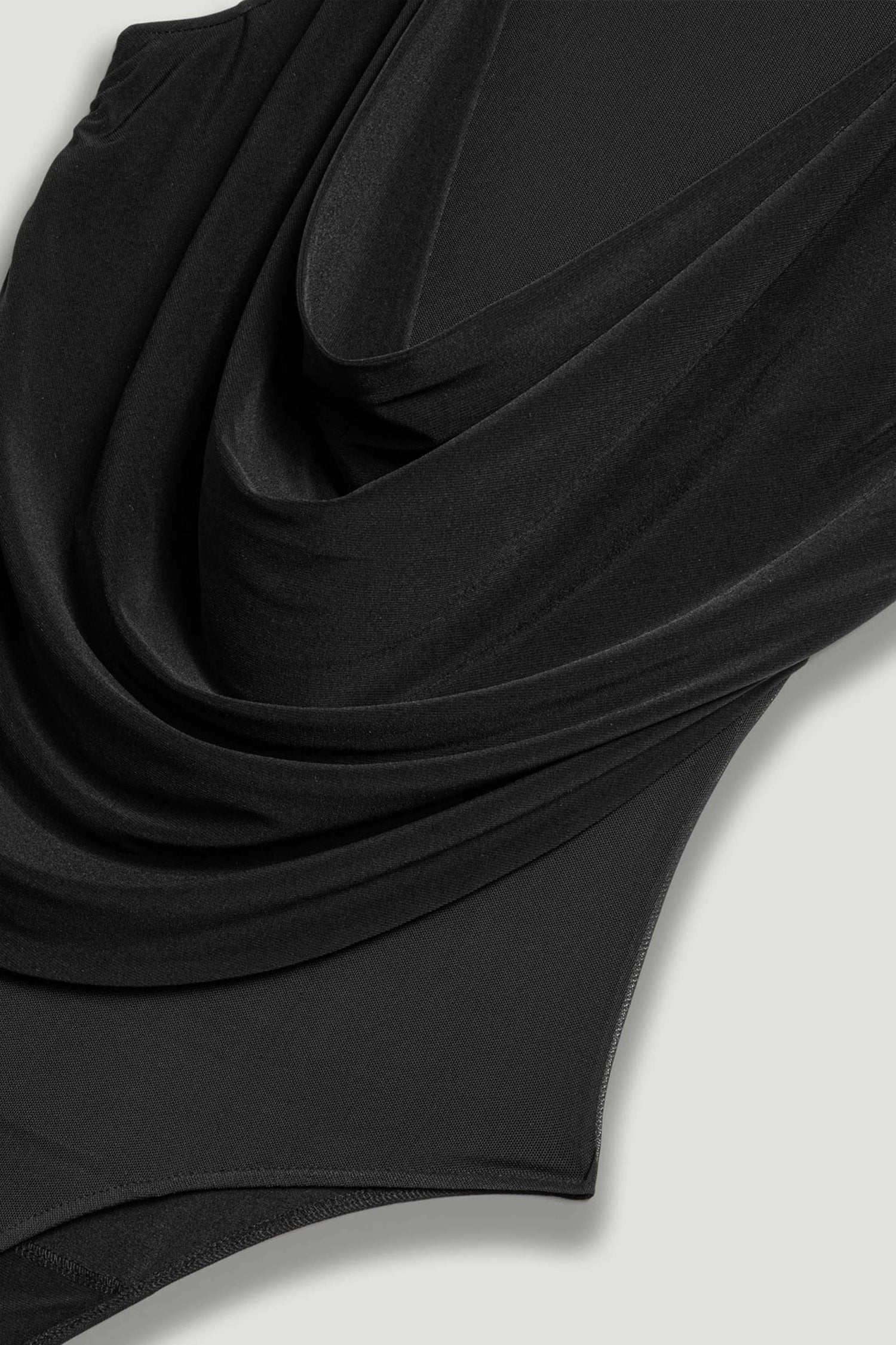 Draped Mesh-Panel Bodysuit