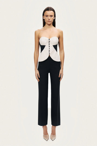 Structured Strapless Contrast Bustier Top