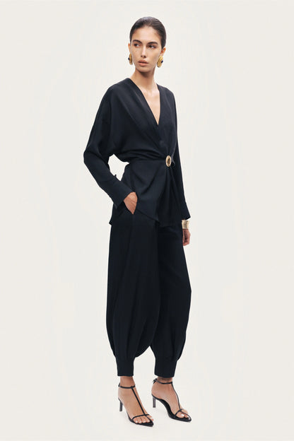 Draped Buckle-Detail Shirt