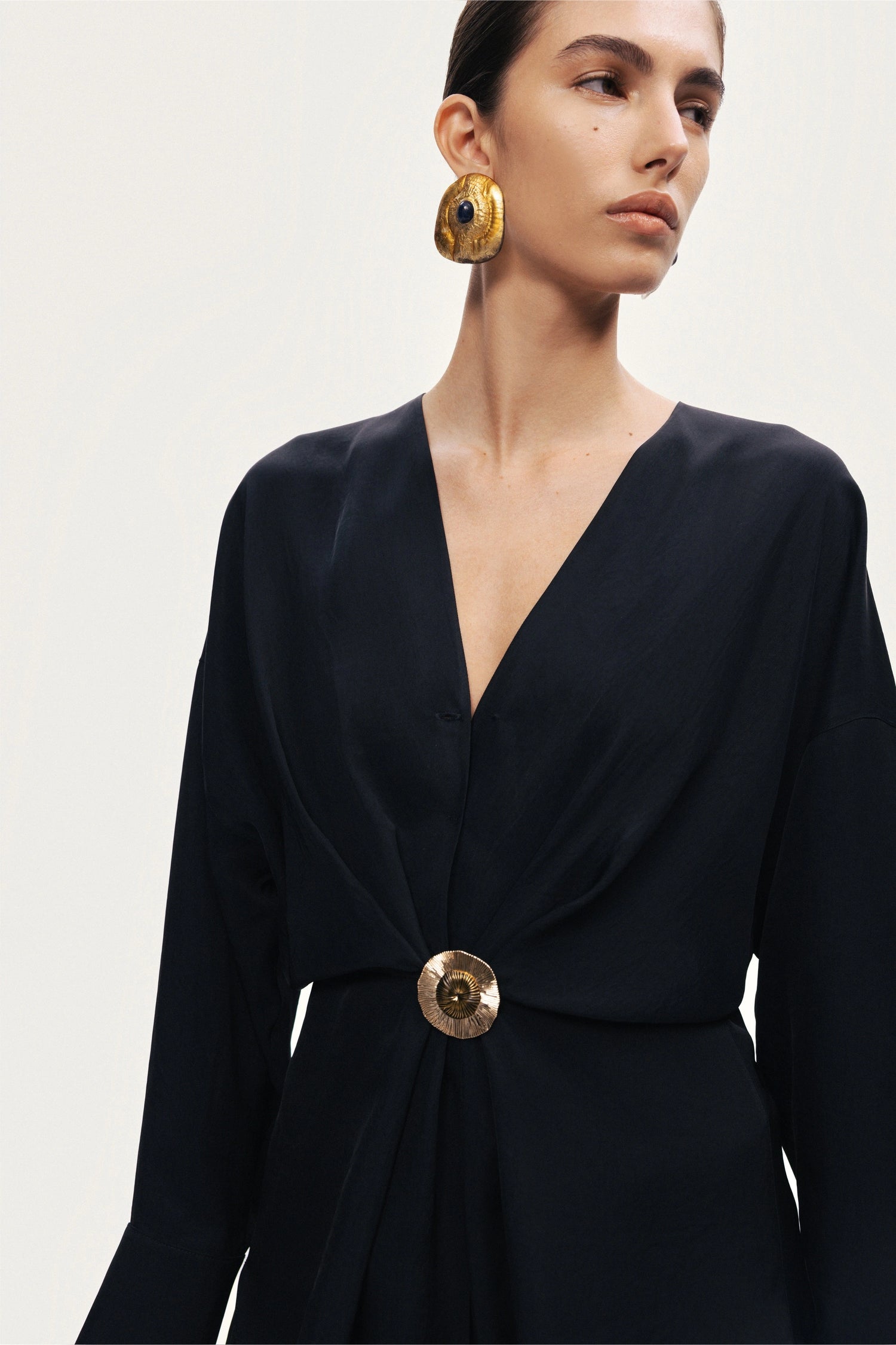 Draped Buckle-Detail Shirt