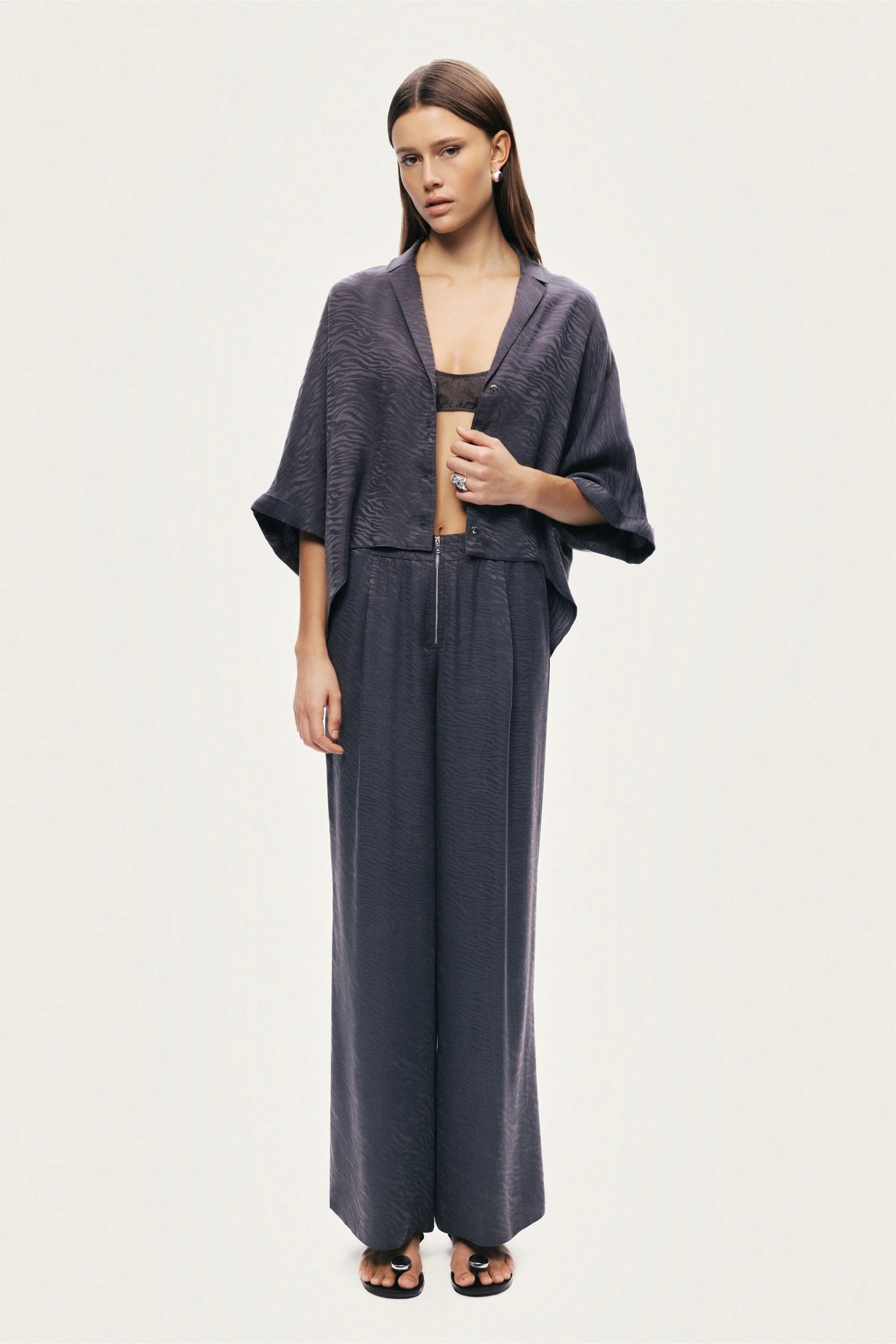 Relaxed Short-Sleeve Textured Shirt
