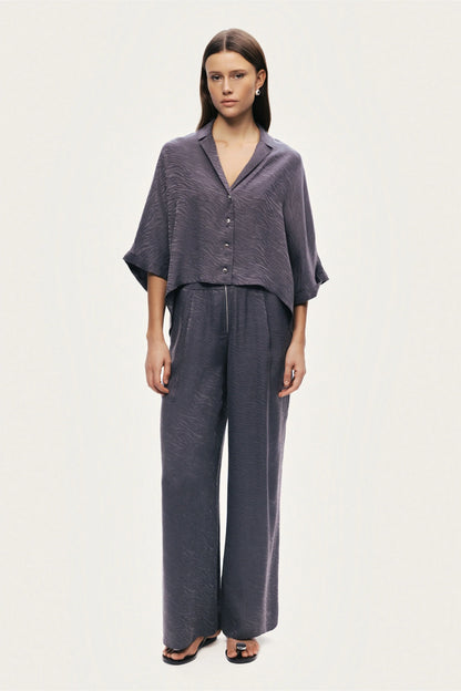 Relaxed Short-Sleeve Textured Shirt