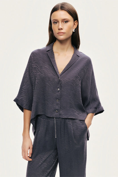 Relaxed Short-Sleeve Textured Shirt