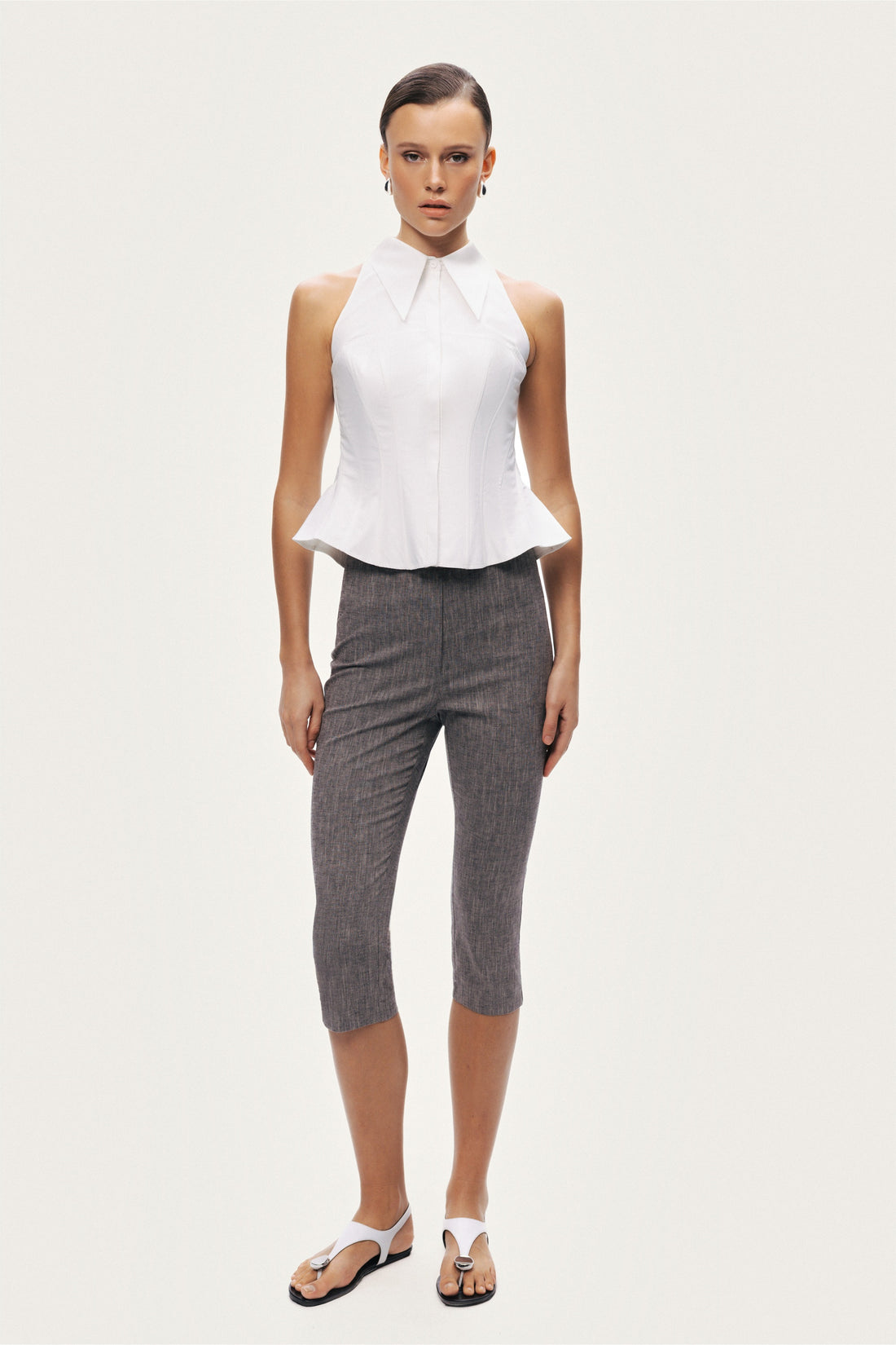 Structured Halter Peplum Top