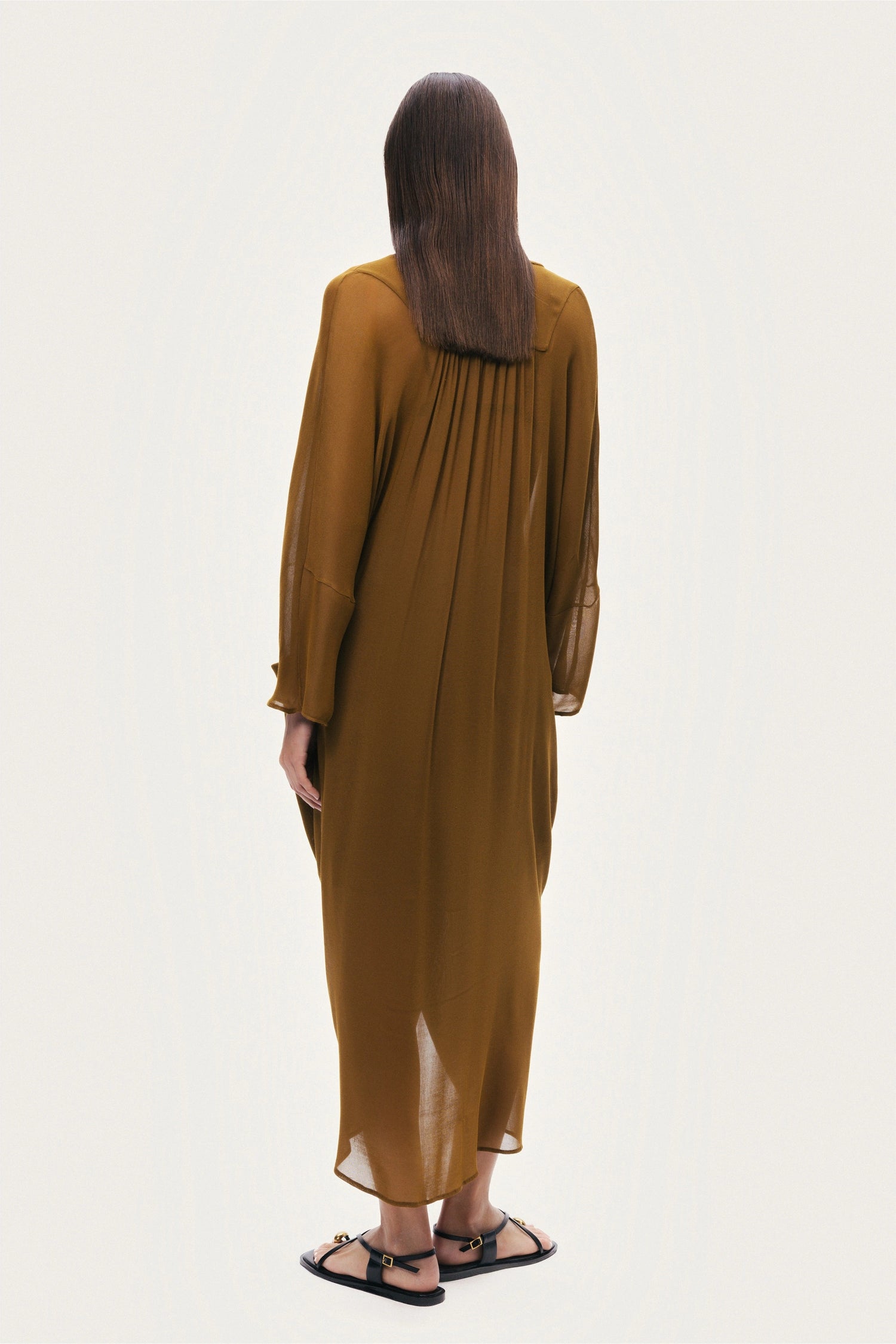 Draped V-Neck Midi Dress