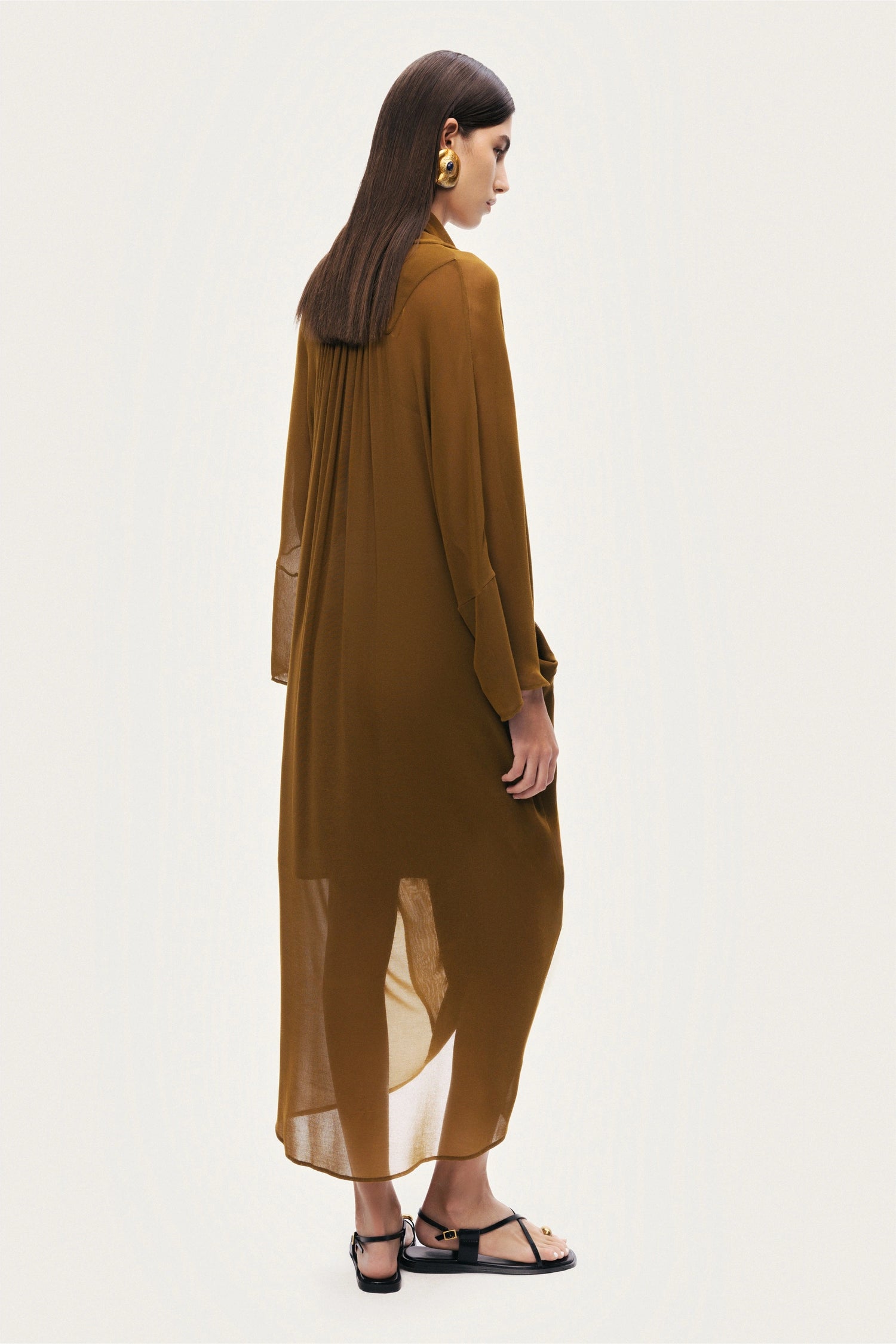 Draped V-Neck Midi Dress