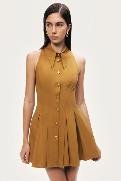 Sleeveless Pleated Mini Dress