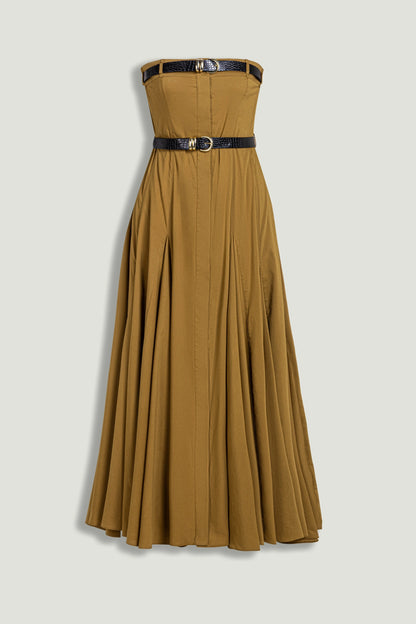 Strapless Double Belted Midi Dress