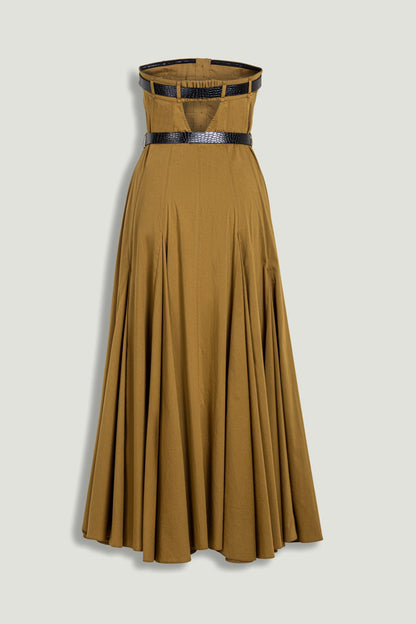 Strapless Double Belted Midi Dress