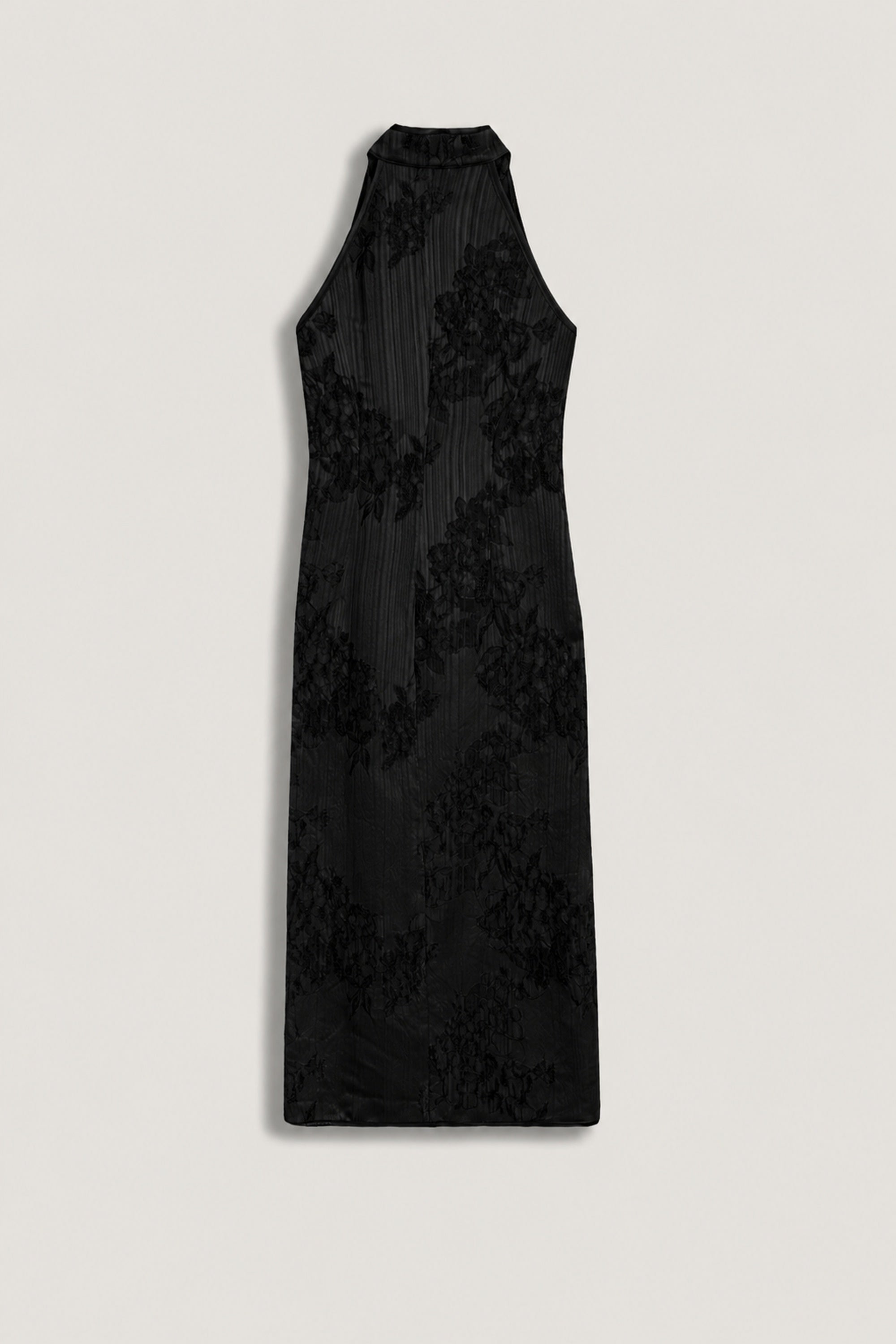 Jacquard Halterneck Midi Dress with Button Detail