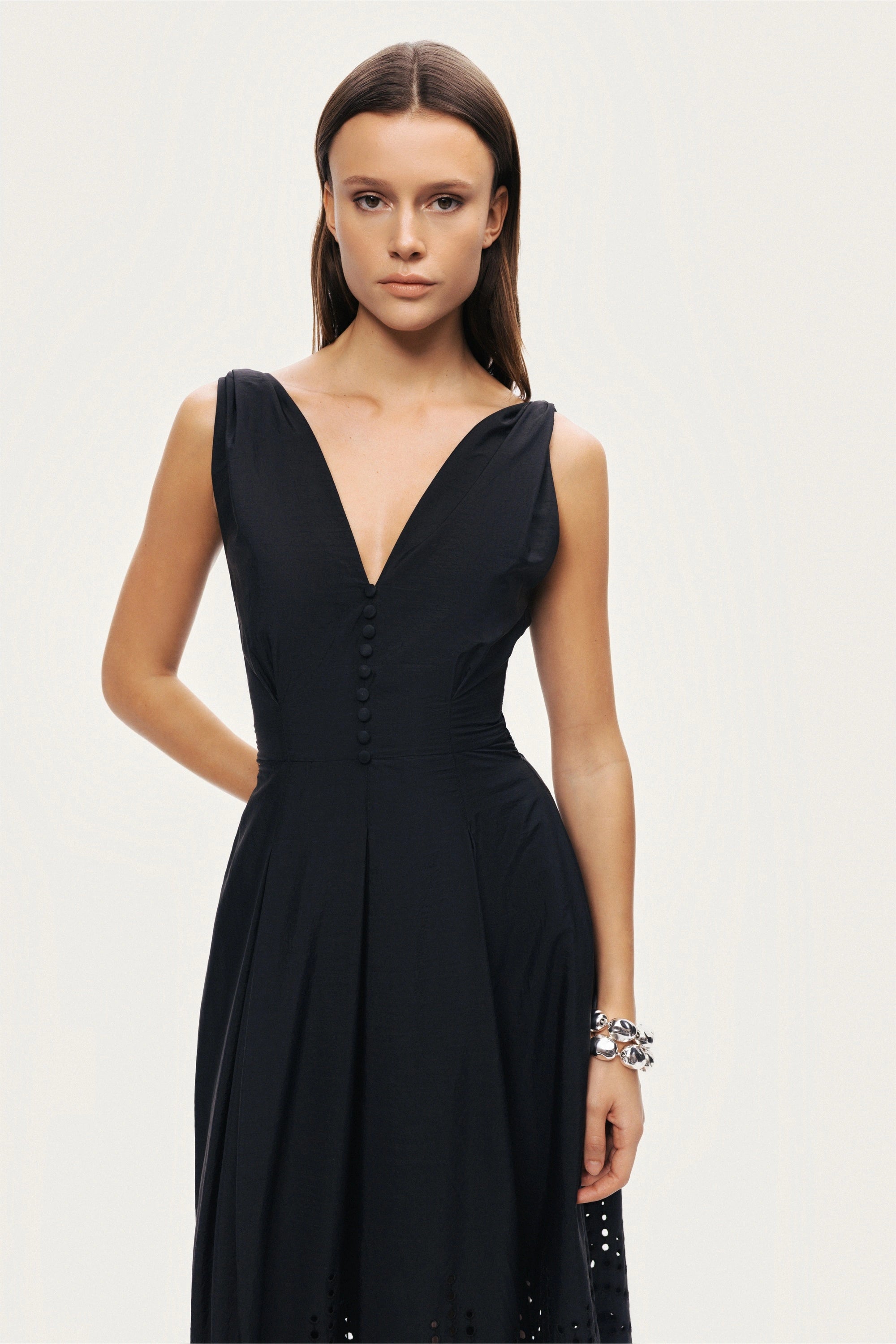 Sleeveless Embroidered Midi Dress