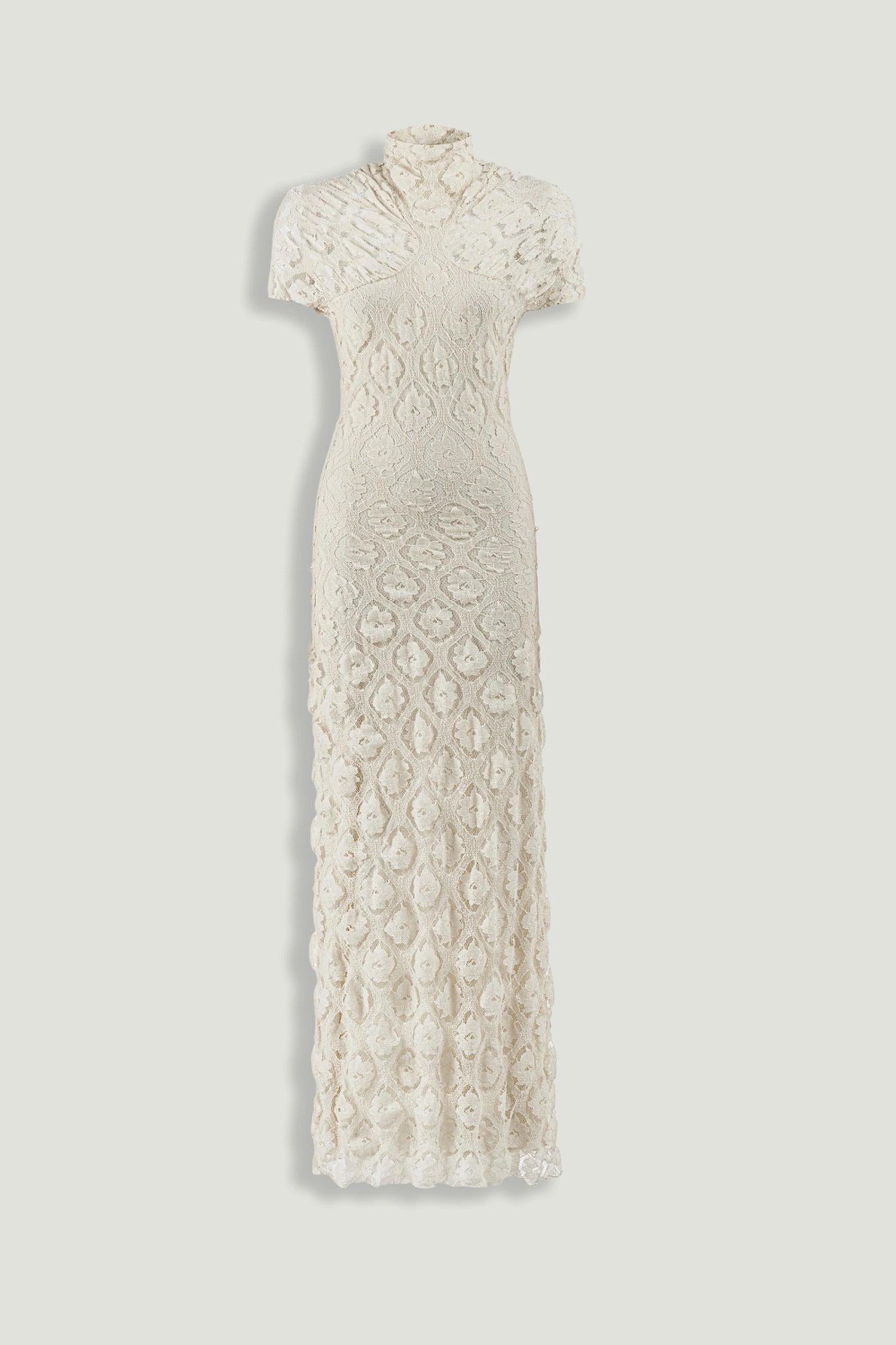 High-Neck Lace Maxi Dress