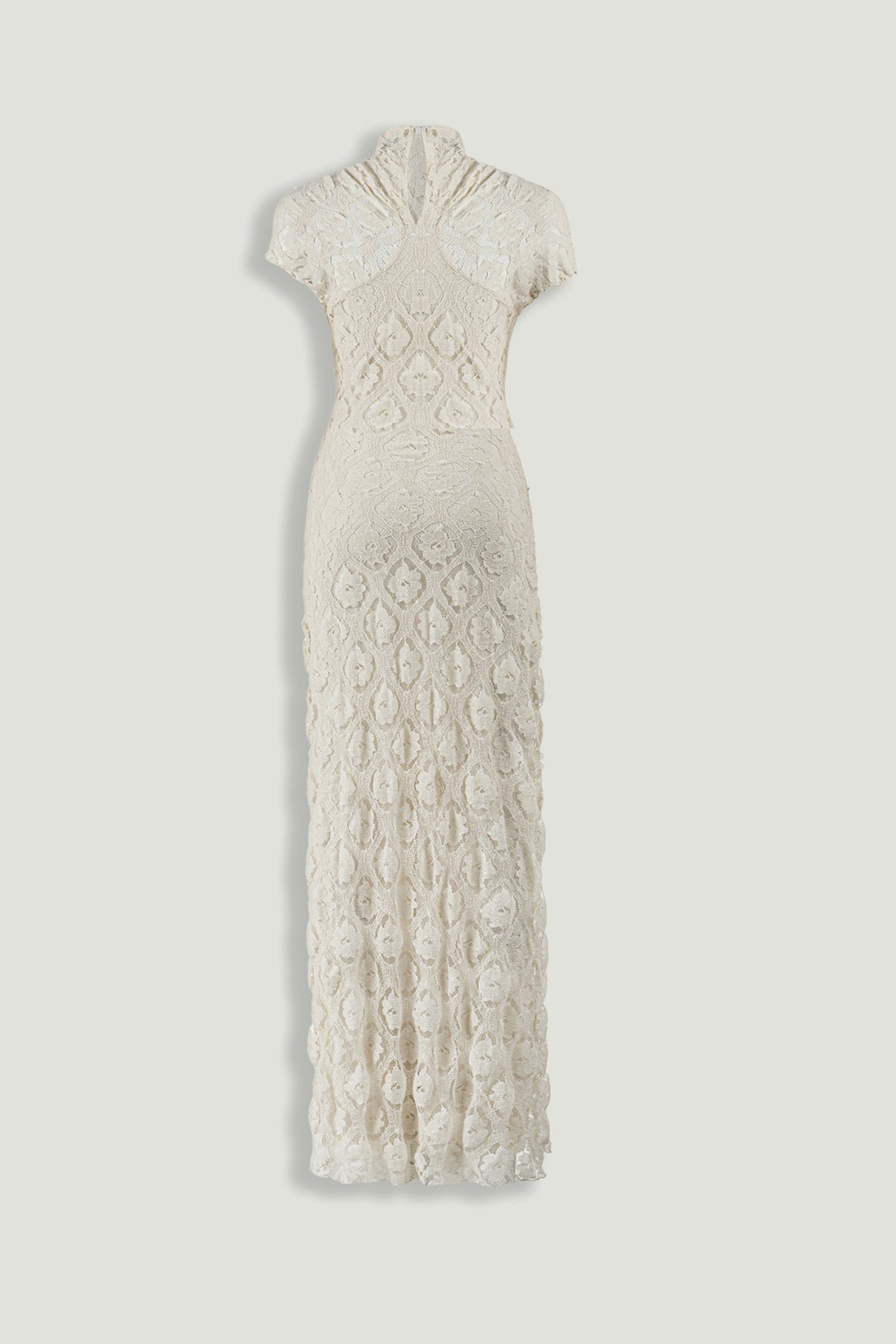 High-Neck Lace Maxi Dress